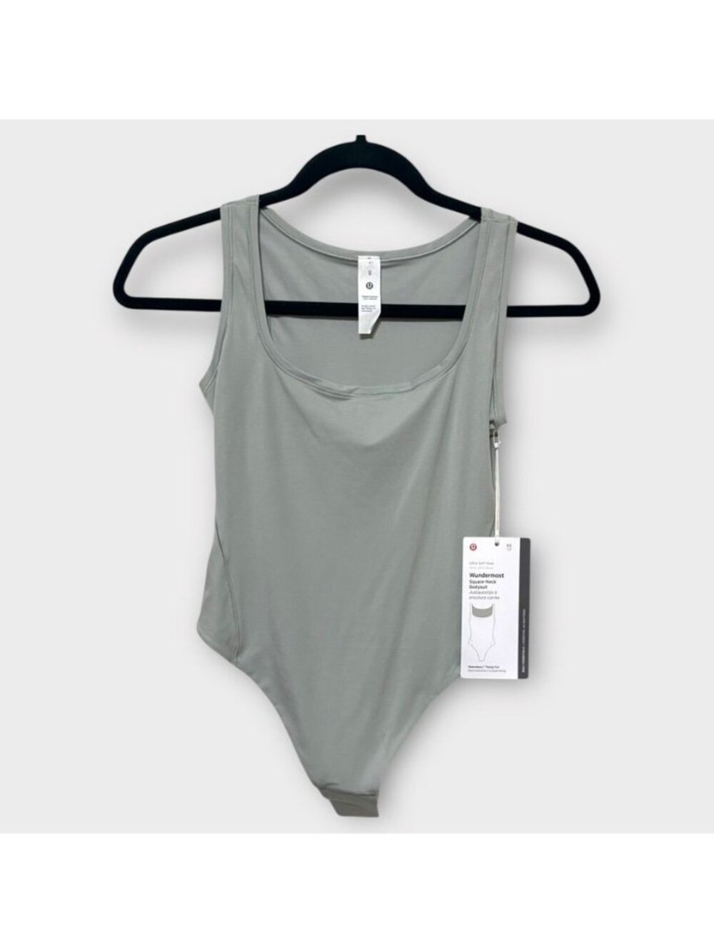 NWT Lululemon Wundermost Bodysuit XS 4 Nulu Square-Neck Sleeveless Jade Grey NEW